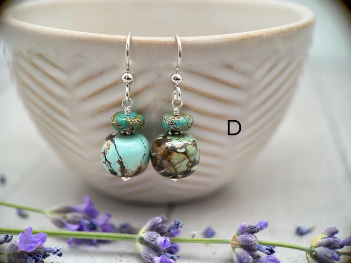 Natural Turquoise and Sterling Silver Earrings - SunlightSilver