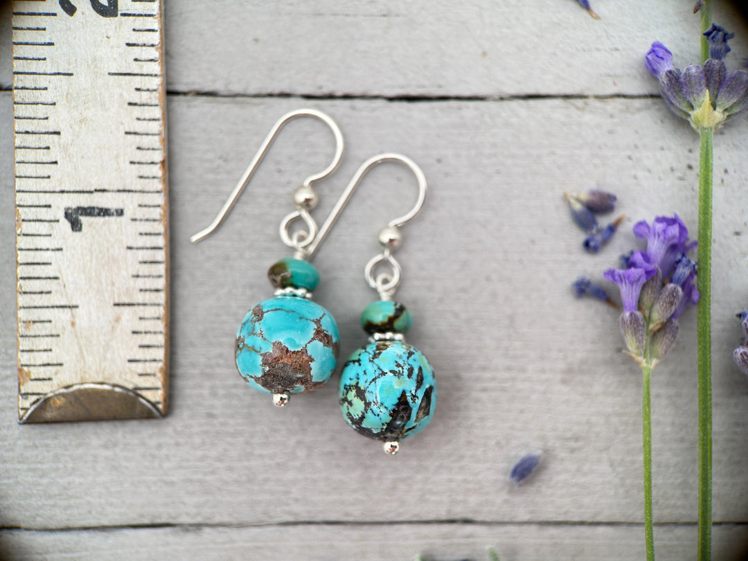 Natural Turquoise and Sterling Silver Earrings - SunlightSilver