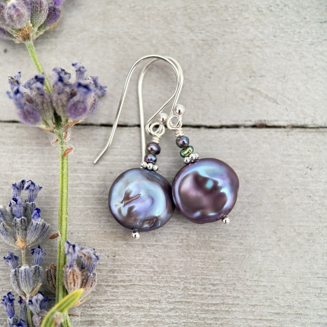 Baroque Peacock Pearl Earrings with Solid 925 Sterling Silver - SunlightSilver