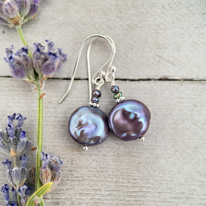 Baroque Peacock Pearl Earrings with Solid 925 Sterling Silver - SunlightSilver