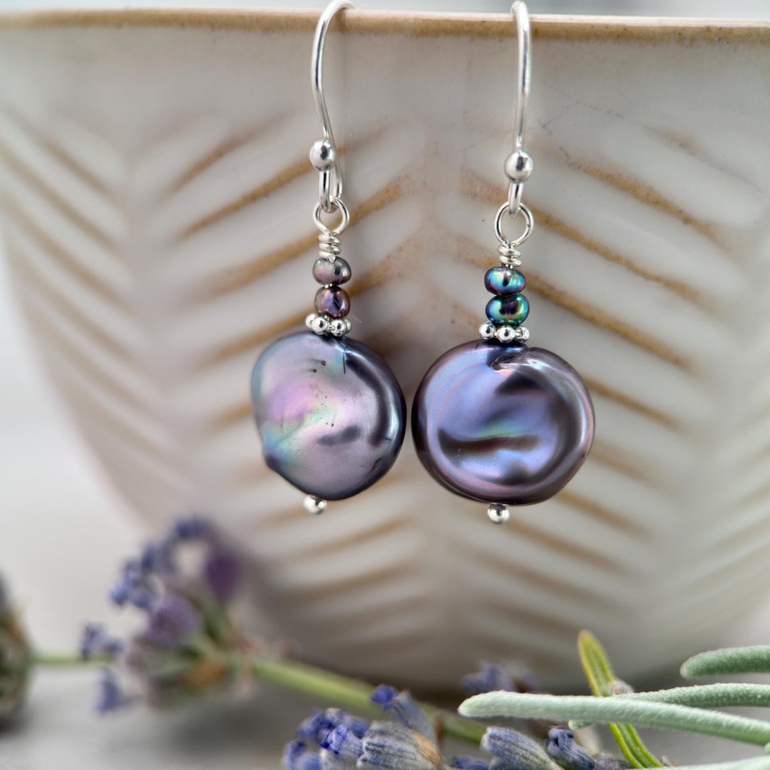 Baroque Peacock Pearl Earrings with Solid 925 Sterling Silver - SunlightSilver