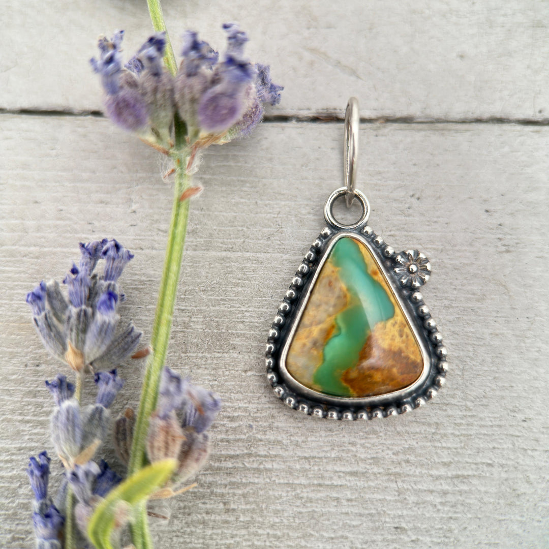 Royston Ribbon Turquoise Pendant – Vibrant Green Turquoise River – Solid 925 Sterling Silver - Small Layering Necklace - Made in the USA - SunlightSilver
