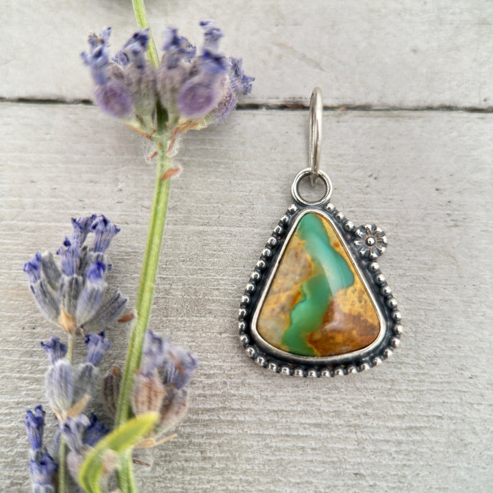 Royston Ribbon Turquoise Pendant – Vibrant Green Turquoise River – Solid 925 Sterling Silver - Small Layering Necklace - Made in the USA - SunlightSilver