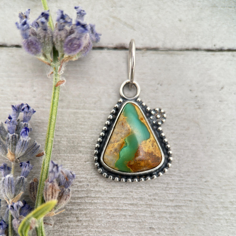 Royston Ribbon Turquoise Pendant – Vibrant Green Turquoise River – Solid 925 Sterling Silver - Small Layering Necklace - Made in the USA - SunlightSilver