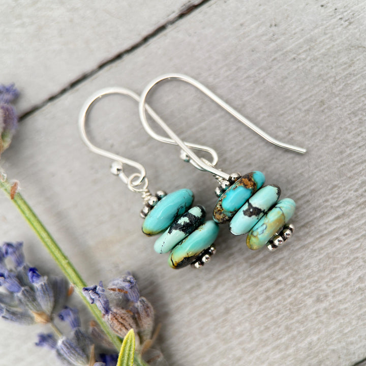 Gorgeous Natural Turquoise and Sterling Silver Small Earrings – December Birthstone - Handmade in the USA - SunlightSilver