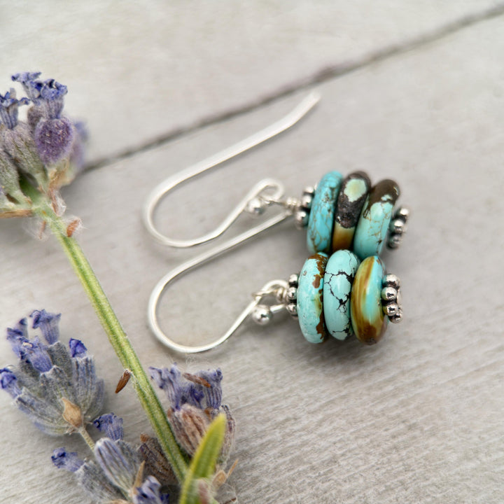 Gorgeous Natural Turquoise and Sterling Silver Small Earrings – December Birthstone - Handmade in the USA - SunlightSilver