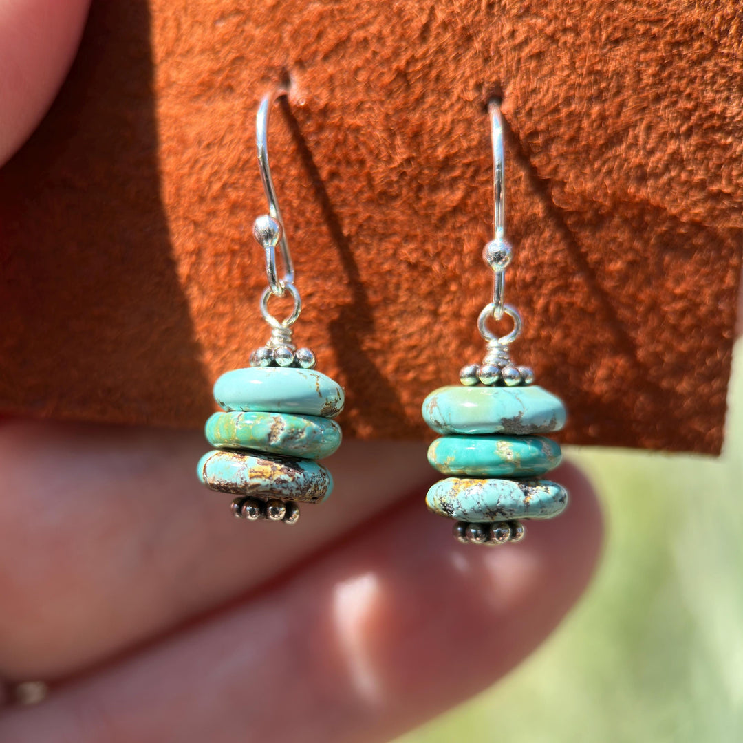 Gorgeous Natural Turquoise and Sterling Silver Small Earrings – December Birthstone - Handmade in the USA - SunlightSilver