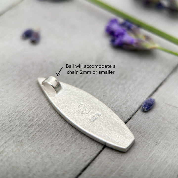Fine Silver Surfboard Pendant – Sunrise Sunset Ocean Necklace – Ombre Blue & Yellow – Beach Jewelry – Handmade Gift for Ocean Lovers Surfers - SunlightSilver