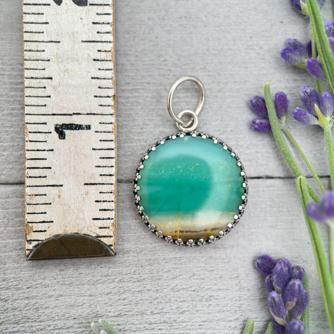 Indonesian Opalized Wood Pendant | Solid 925 Sterling Silver | Fossil Necklace Pendant | Beach Ocean Scene Stone - SunlightSilver