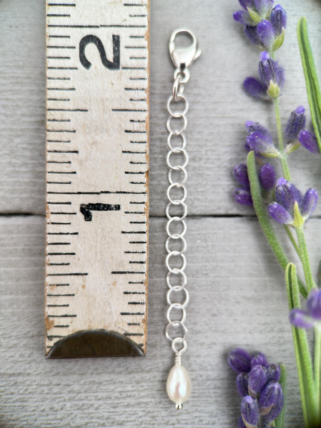 Jewelry Extender Lengthener | Solid 925 Sterling Silver | Freshwater Pearl Charm | Choose Your Size | Perfect for Layering Necklaces - SunlightSilver