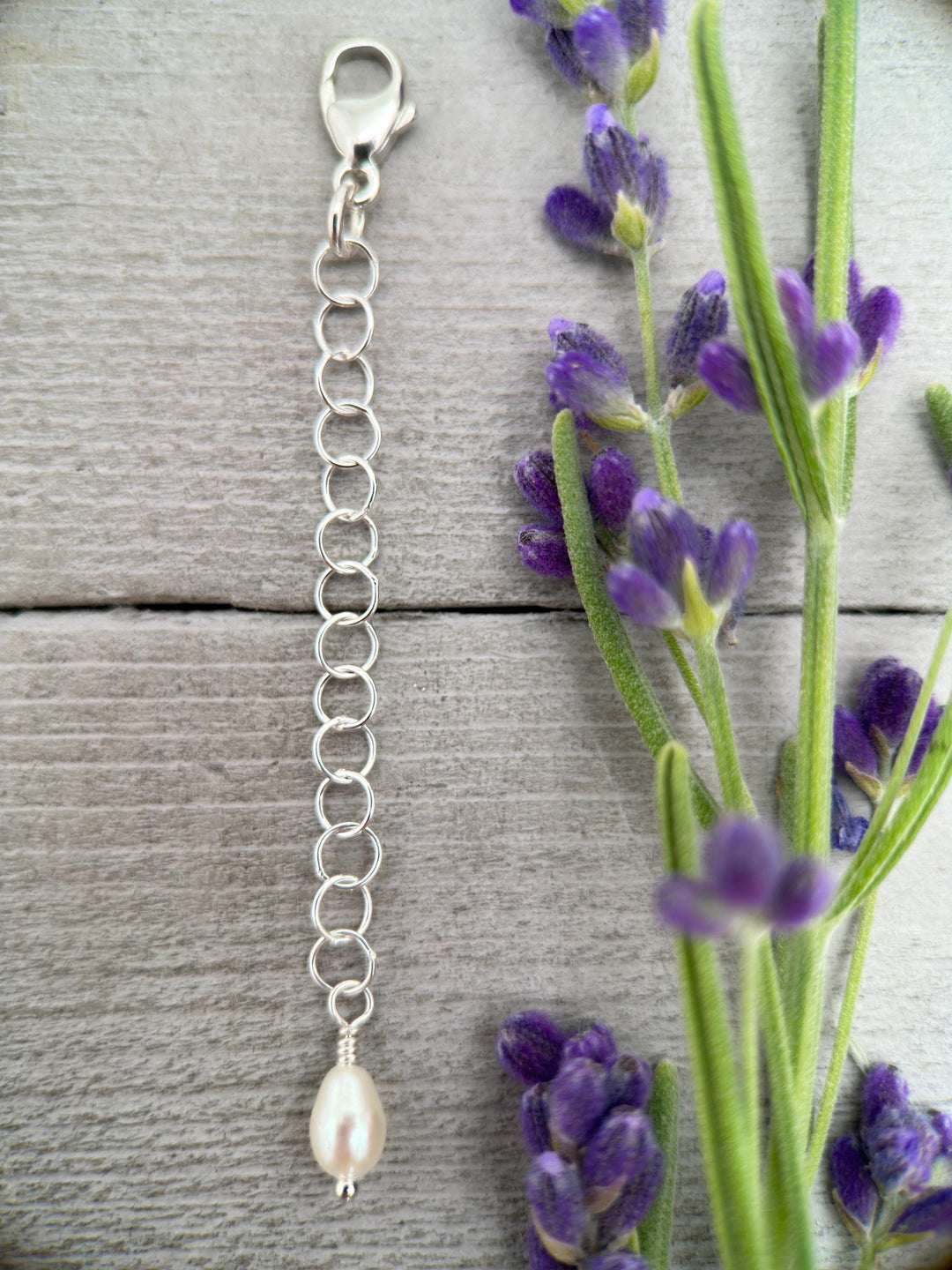 Jewelry Extender Lengthener | Solid 925 Sterling Silver | Freshwater Pearl Charm | Choose Your Size | Perfect for Layering Necklaces - SunlightSilver