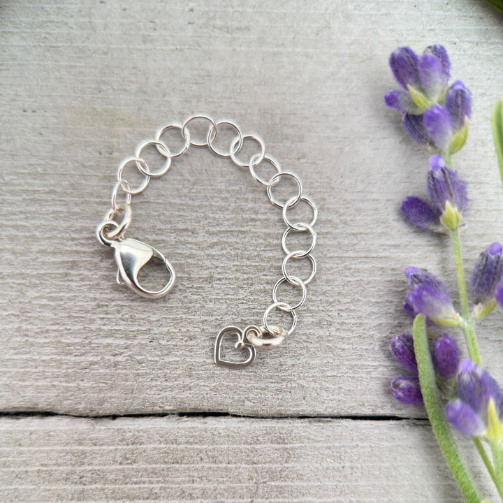 Sterling Silver Necklace Extender with Dainty Heart Charm | Interchangeable Jewelry Lengthener | Manage Layered Necklaces | Handmade in USA - SunlightSilver