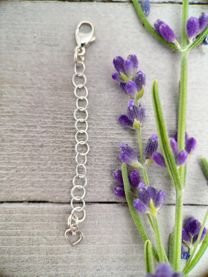 Sterling Silver Necklace Extender with Dainty Heart Charm | Interchangeable Jewelry Lengthener | Manage Layered Necklaces | Handmade in USA - SunlightSilver