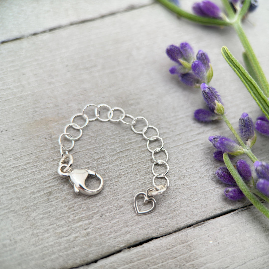Sterling Silver Necklace Extender with Dainty Heart Charm | Interchangeable Jewelry Lengthener | Manage Layered Necklaces | Handmade in USA - SunlightSilver
