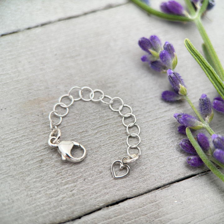 Sterling Silver Necklace Extender with Dainty Heart Charm | Interchangeable Jewelry Lengthener | Manage Layered Necklaces | Handmade in USA - SunlightSilver