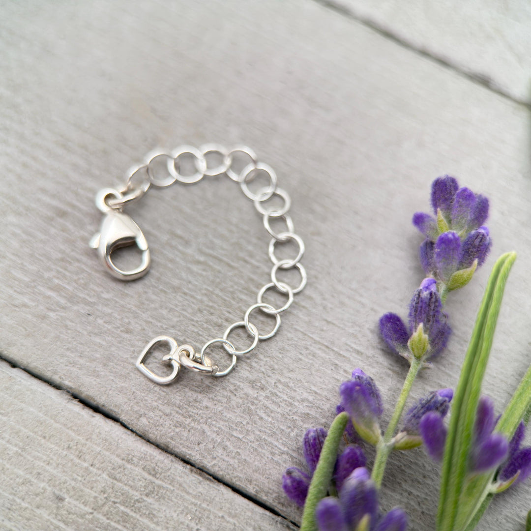 Sterling Silver Necklace Extender with Dainty Heart Charm | Interchangeable Jewelry Lengthener | Manage Layered Necklaces | Handmade in USA - SunlightSilver