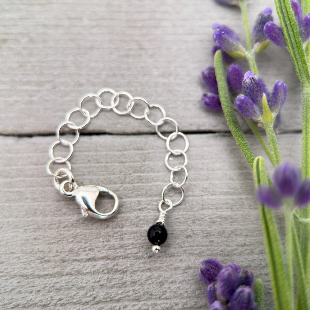 Sterling Silver Black Onyx Necklace, Bracelet, & Anklet Extender - SunlightSilver