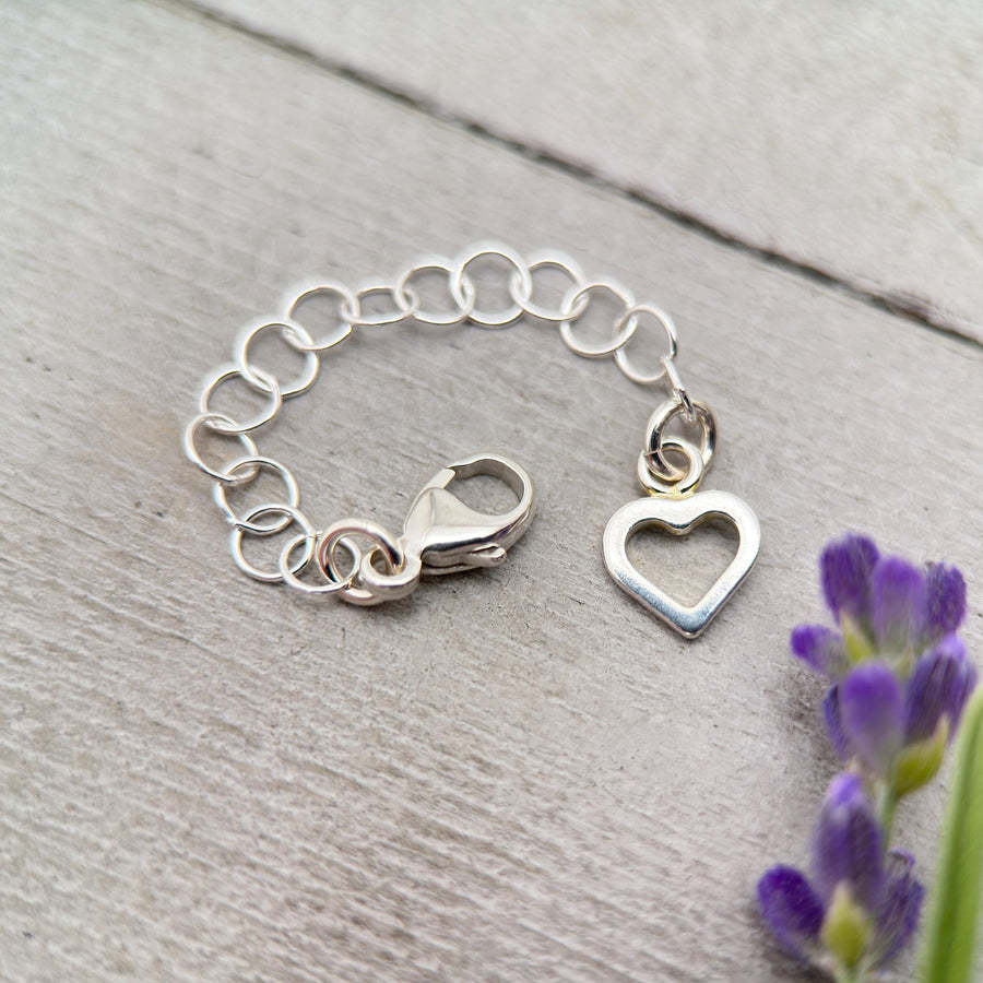 Sterling Silver Necklace Extender with Heart Charm - SunlightSilver