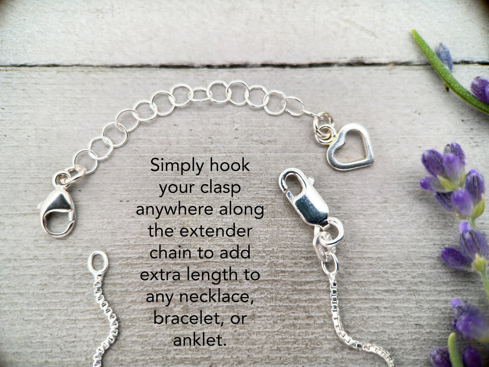 Sterling Silver Necklace Extender with Heart Charm - SunlightSilver