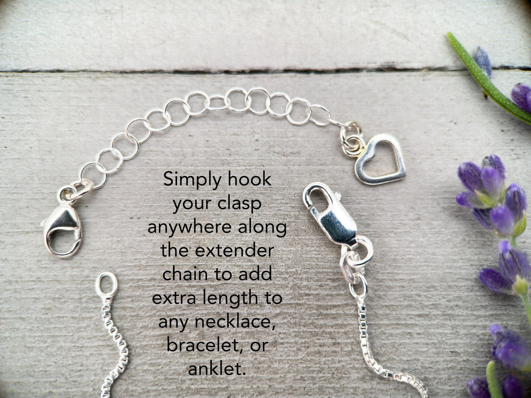 Sterling Silver Necklace Extender with Heart Charm - SunlightSilver