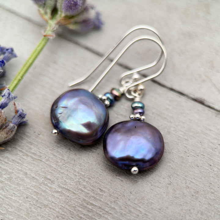 Baroque Peacock Pearl Earrings with Solid 925 Sterling Silver - SunlightSilver