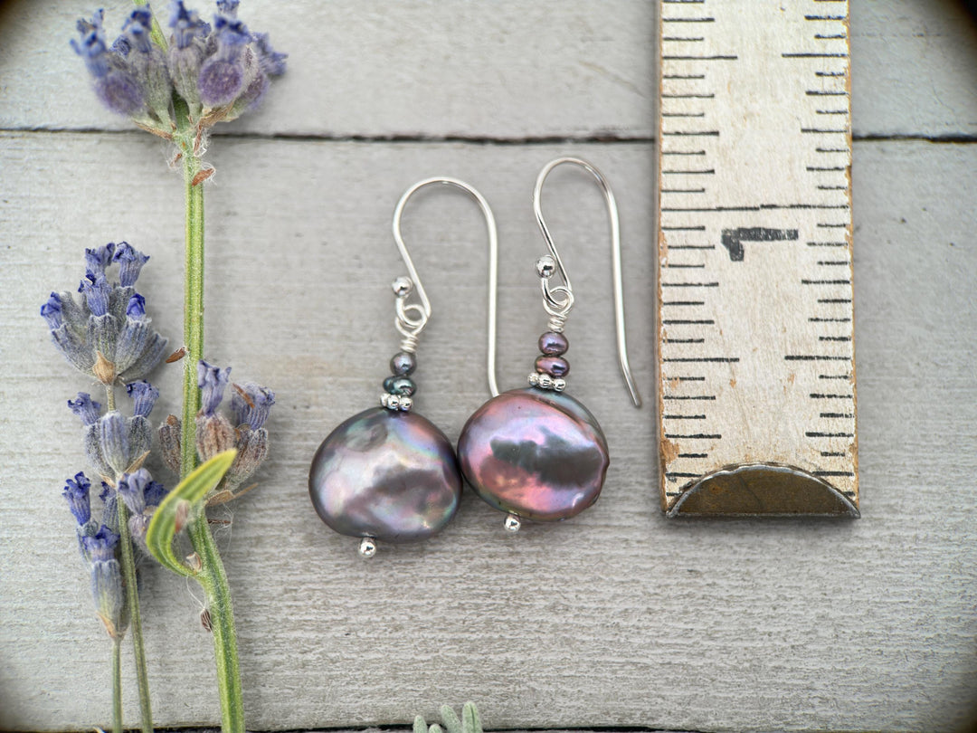 Baroque Peacock Pearl Earrings with Solid 925 Sterling Silver - SunlightSilver
