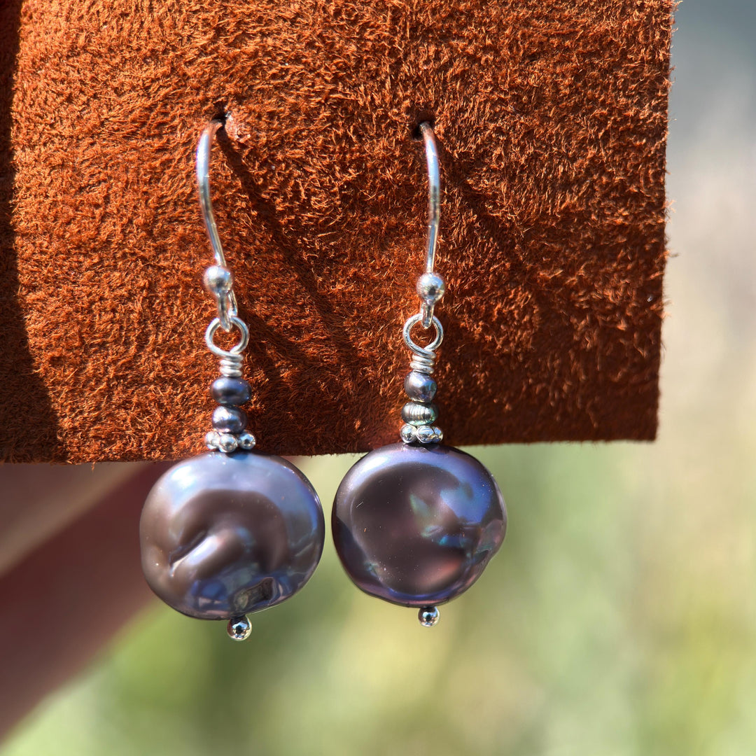 Baroque Peacock Pearl Earrings with Solid 925 Sterling Silver - SunlightSilver