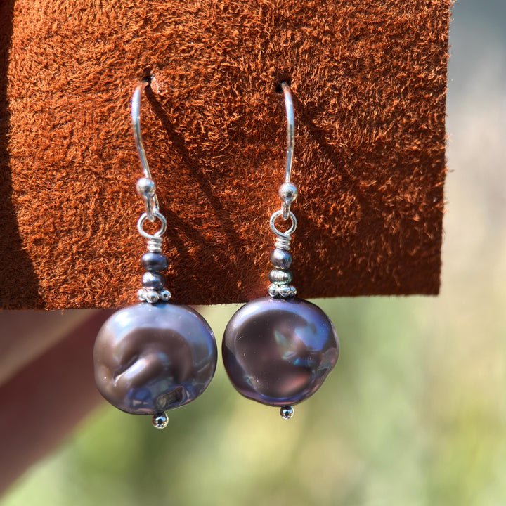 Baroque Peacock Pearl Earrings with Solid 925 Sterling Silver - SunlightSilver