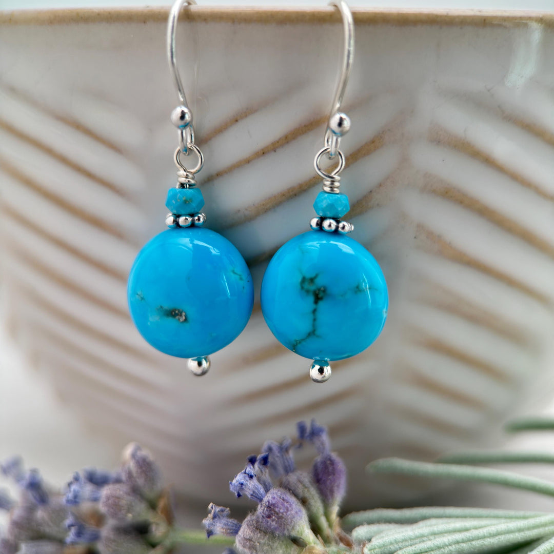 Kingman Turquoise Nugget and Sterling Silver Earrings - SunlightSilver