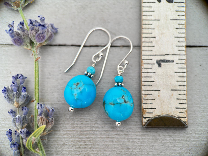 Kingman Turquoise Nugget and Sterling Silver Earrings - SunlightSilver