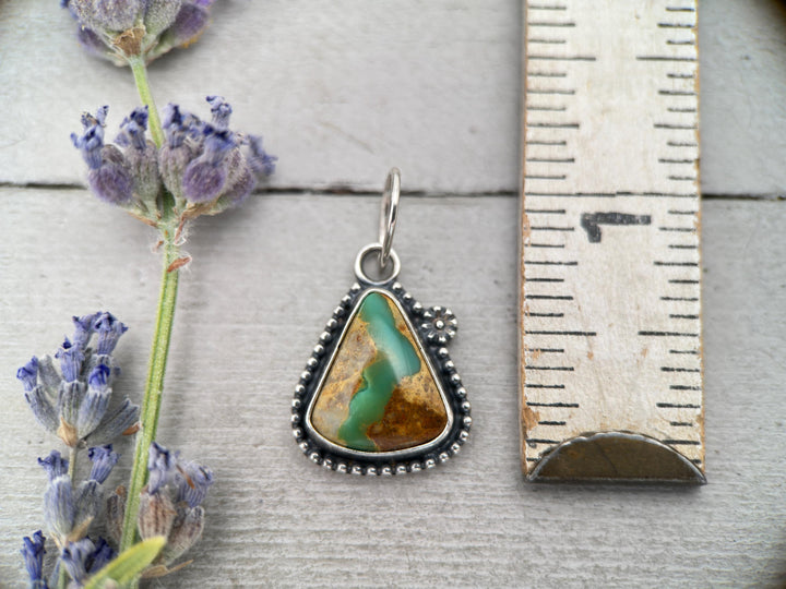 Royston Ribbon Turquoise Pendant – Vibrant Green Turquoise River – Solid 925 Sterling Silver - Small Layering Necklace - Made in the USA - SunlightSilver