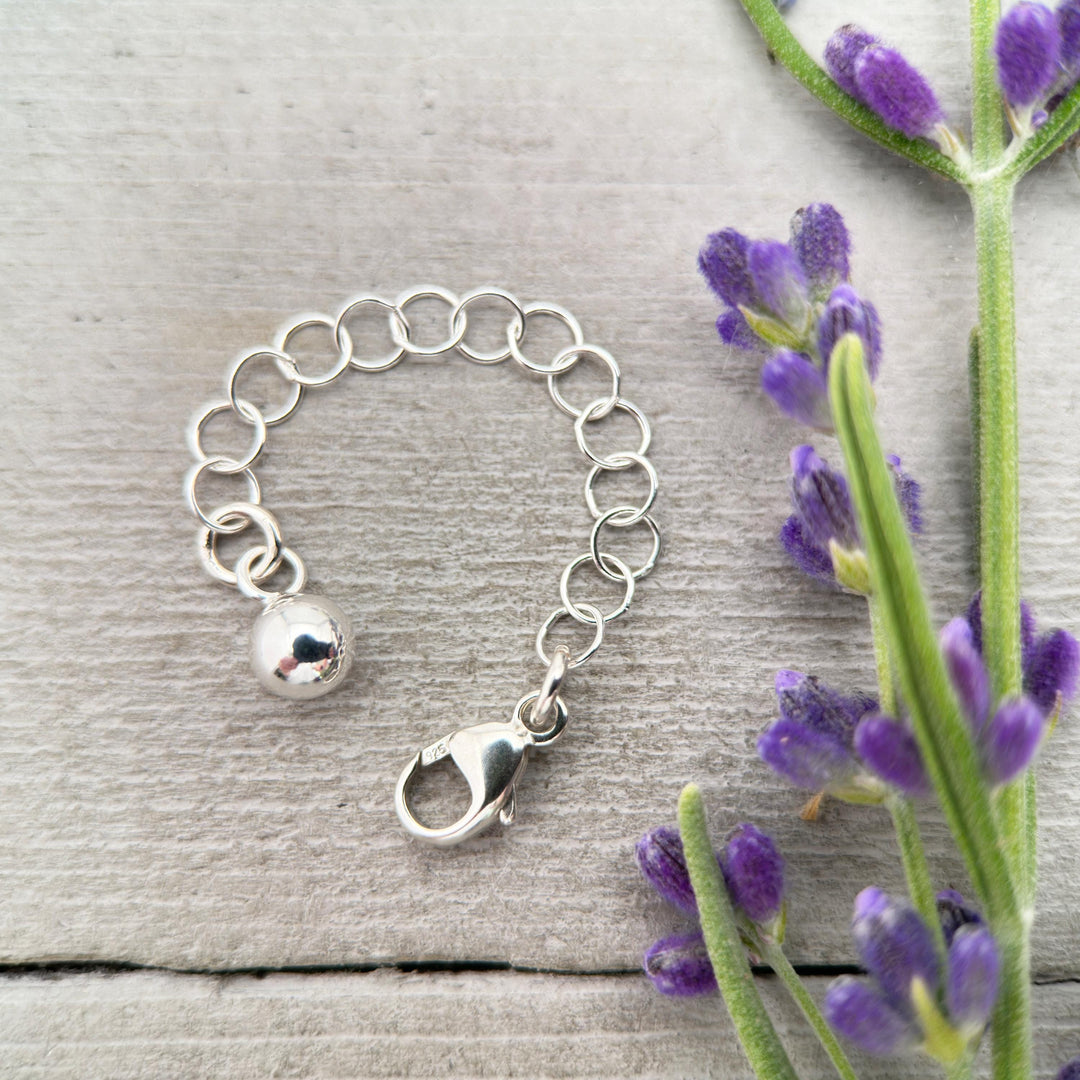 Sterling Silver Necklace Extender with Ball Charm | Interchangeable Layered Necklace Clasp | Untangling Clasp | Multi Necklace Separator - SunlightSilver