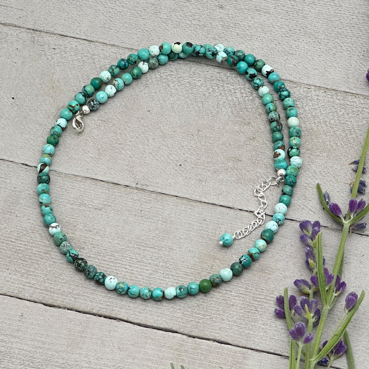 Turquoise and Sterling Silver Beaded Necklace - SunlightSilver