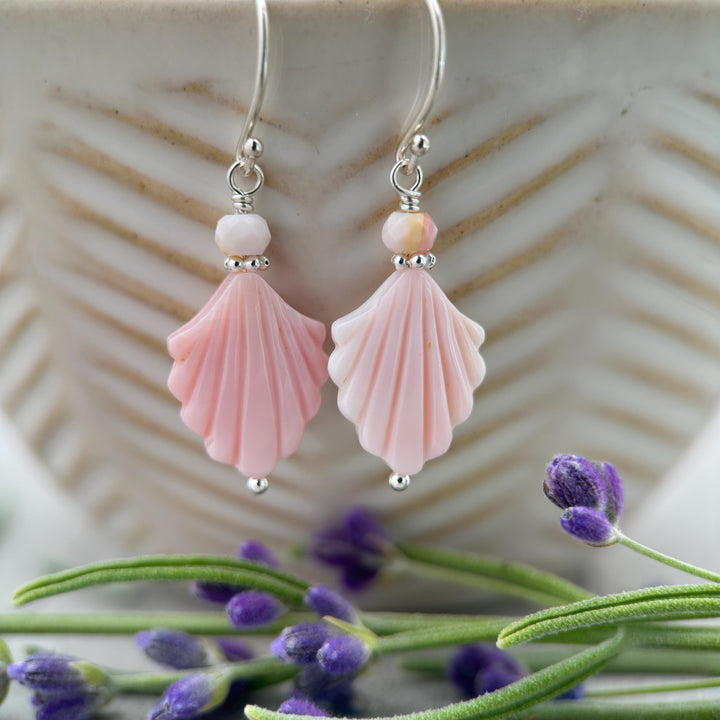 Pink Queen Conch Shell and Sterling Silver Earrings - SunlightSilver
