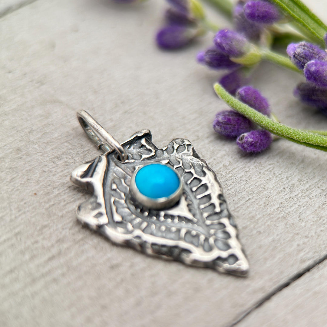 Sterling Silver Arrowhead Pendant with Blue Ridge or White Water Turquoise | Southwestern Turquoise Necklace | American Turquoise - SunlightSilver