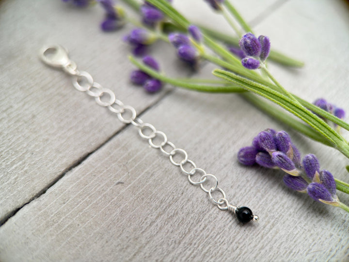 Sterling Silver Black Onyx Necklace, Bracelet, & Anklet Extender - SunlightSilver