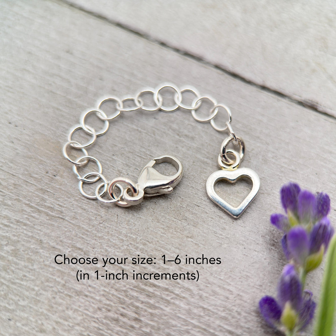 Sterling Silver Necklace Extender with Heart Charm - SunlightSilver