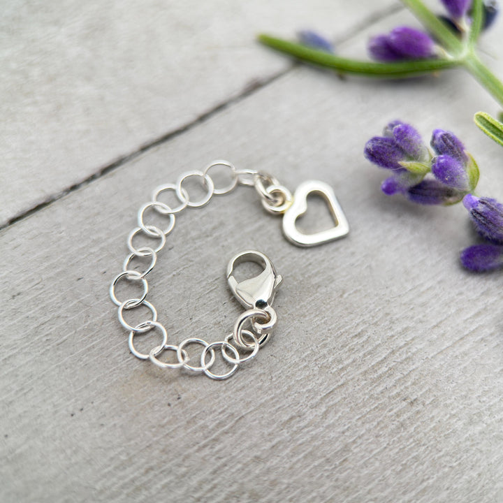 Sterling Silver Necklace Extender with Heart Charm - SunlightSilver