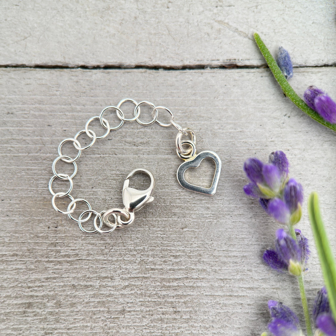 Sterling Silver Necklace Extender with Heart Charm - SunlightSilver