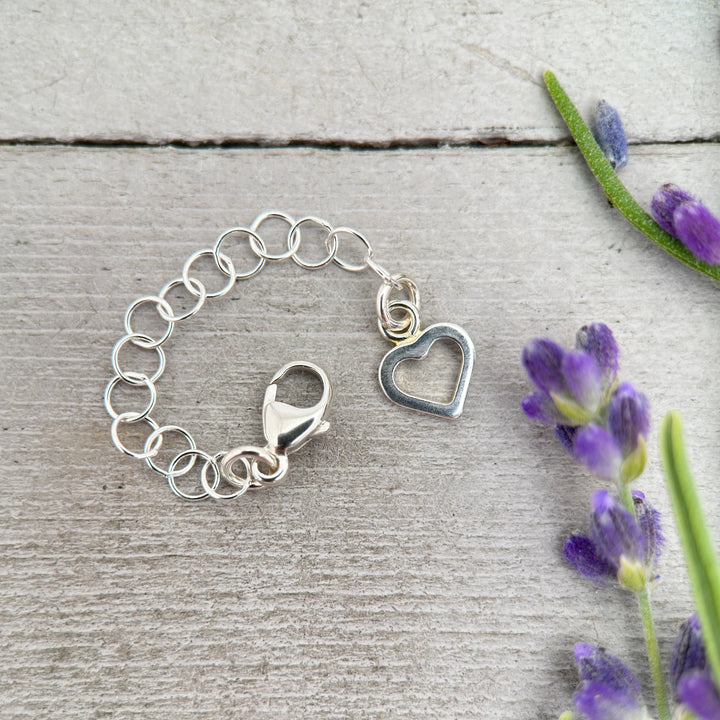 Sterling Silver Necklace Extender with Heart Charm - SunlightSilver
