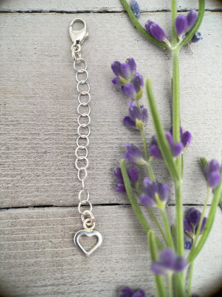 Sterling Silver Necklace Extender with Heart Charm - SunlightSilver