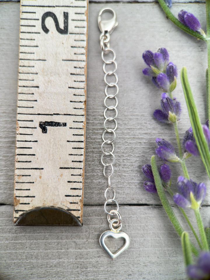 Sterling Silver Necklace Extender with Heart Charm - SunlightSilver