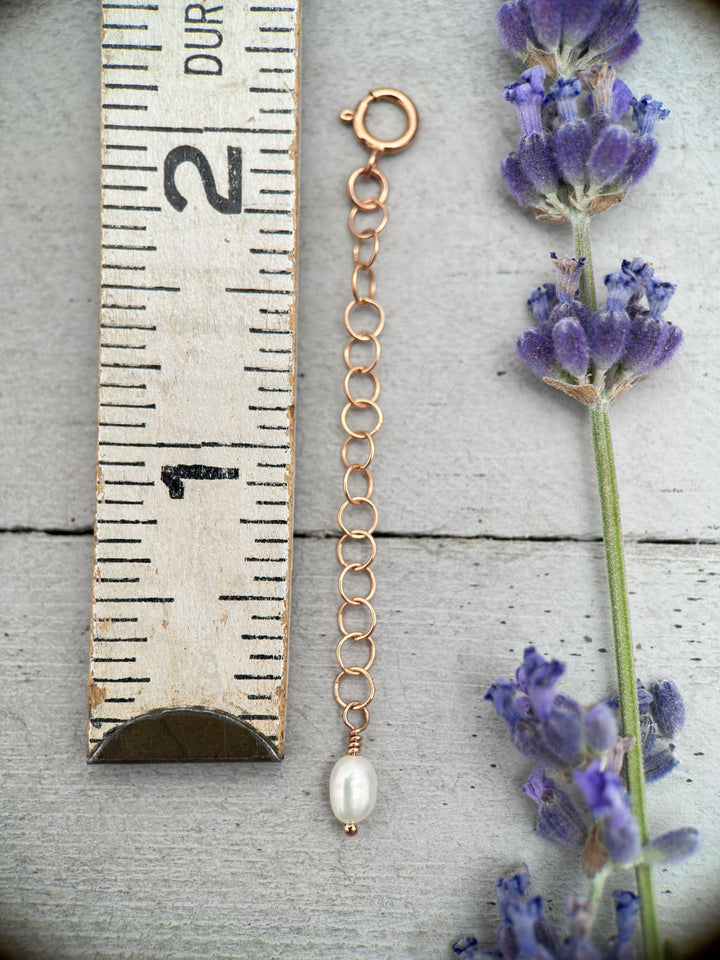 Adjustable Rose Gold Jewelry Extender | Handmade 14k Gold Filled Necklace & Bracelet Chain with Pearl | Manage Layered Necklaces - SunlightSilver