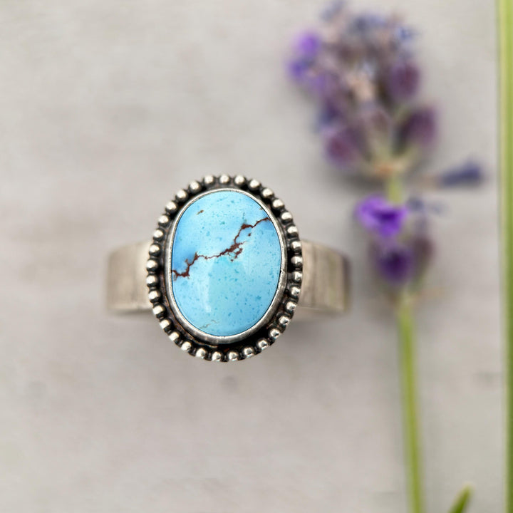 Golden Hills Turquoise Ring | Rare Pastel Blue & Lavender Turquoise in Sterling Silver, Size 8 - SunlightSilver