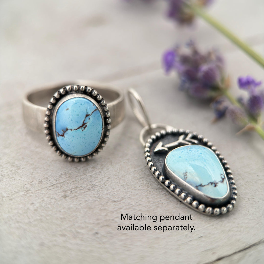 Golden Hills Turquoise Ring | Rare Pastel Blue & Lavender Turquoise in Sterling Silver, Size 8 - SunlightSilver