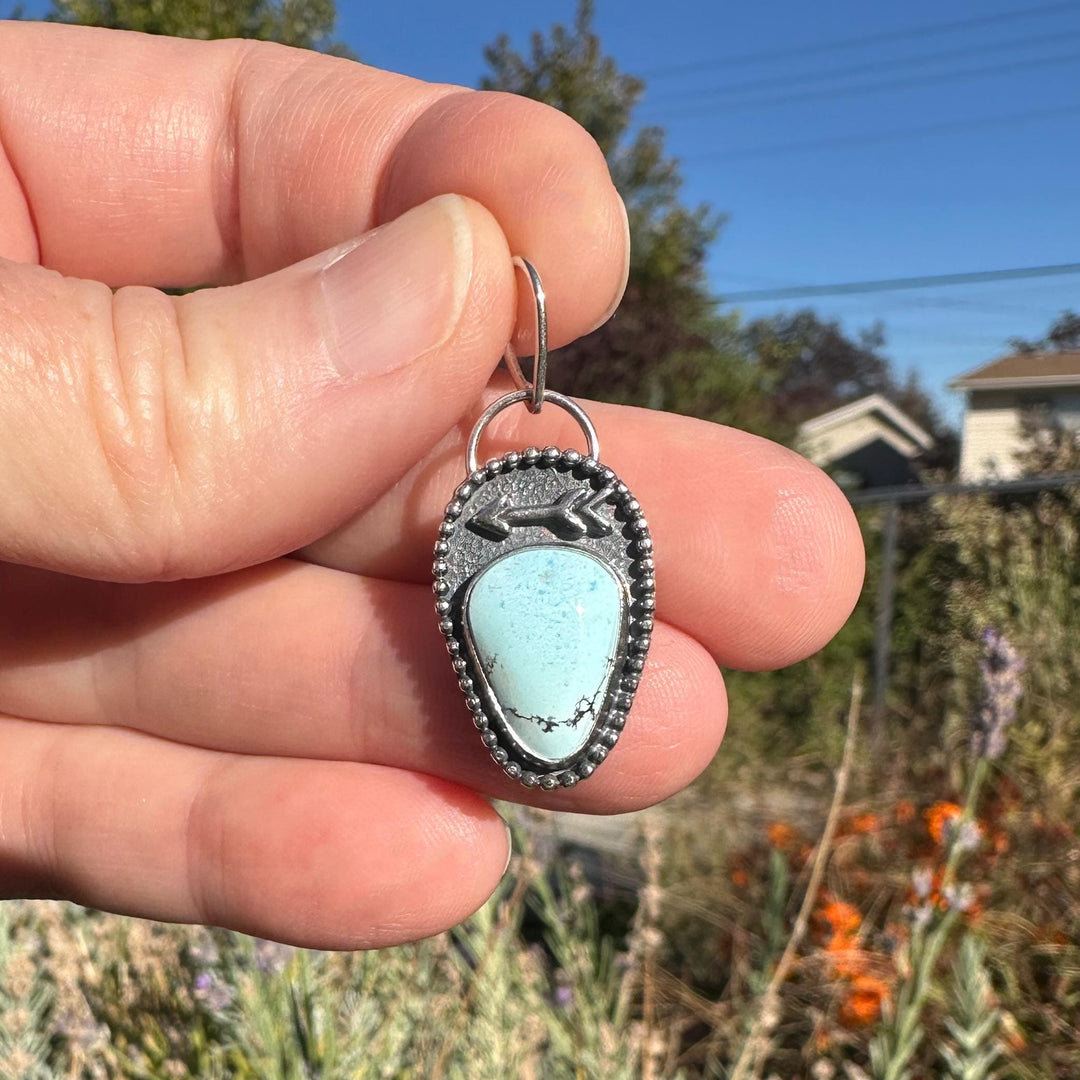 Golden Hills Turquoise Pendant | Sterling Silver Protective Arrow Jewelry - SunlightSilver