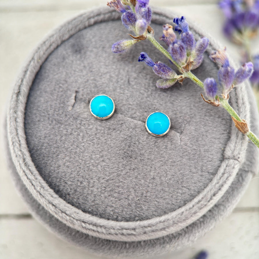 Blue Ridge Turquoise and Sterling Silver Post Stud Earrings - SunlightSilver
