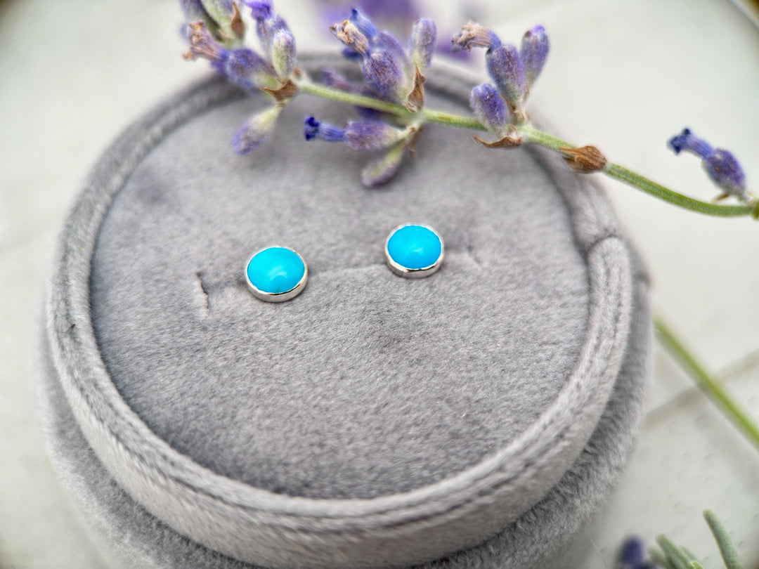 Blue Ridge Turquoise and Sterling Silver Post Stud Earrings - SunlightSilver