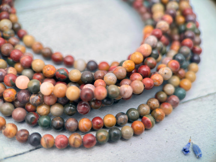 Red Cherry Creek Jasper and Sterling Silver Necklace - 4mm Beaded Montana Gemstone Necklace - SunlightSilver