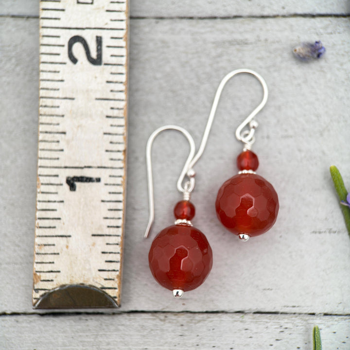 Carnelian and Sterling Silver Earrings – Orange Red Gemstone Jewelry - SunlightSilver